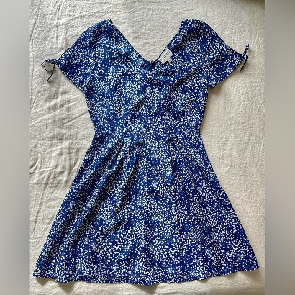 Silky Blue & White A-Line Sundress - Lightweight, Flowy, Cute Dress - Small